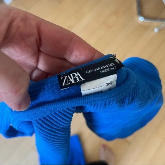 Zara Blue Ribbed Matching Workout Set - Picture 4 of 9